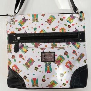 Stone Mountain Owl Print Leather Cross Body Like New